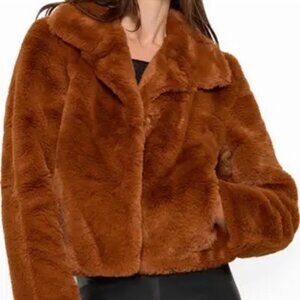 Blank NYC Silent Faux Fur Coat NWOT Nutmeg  Size XS